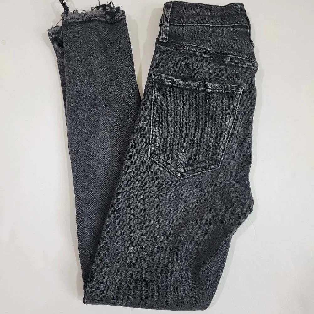 AgoldE Sophie High Rise Skinny Crop Destroyed Hem in Temple Gray Black - Picture 7 of 12